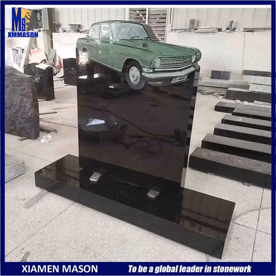 Unique Design Gravestone with Colored Car Image