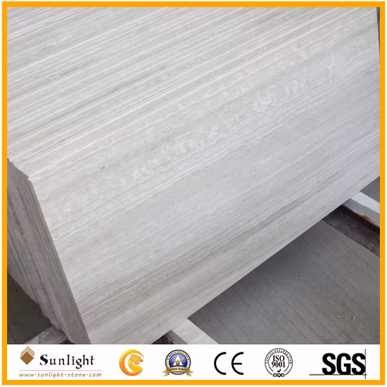Natural/Polished/Honed Chinese Cheap Wood Vein White Marble Tiles and Marble Slabs
